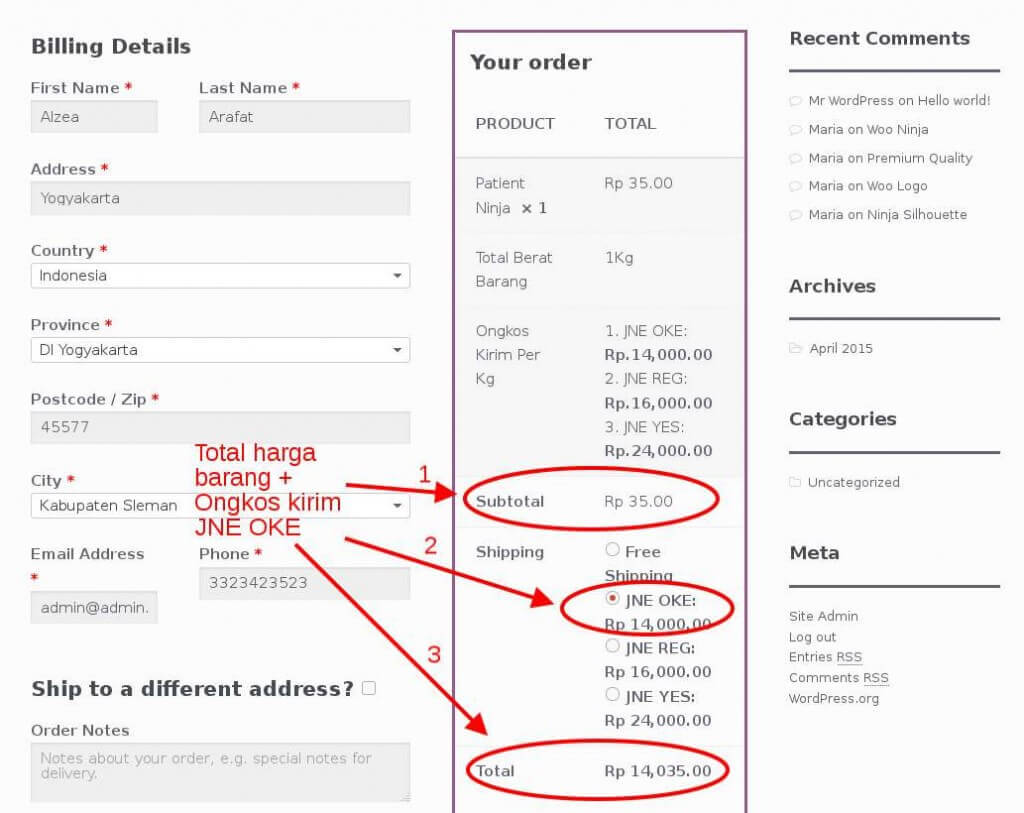 Woo Ongkir Checkout