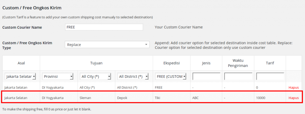 membuat custom ongkir pada plugin ongkos kirim