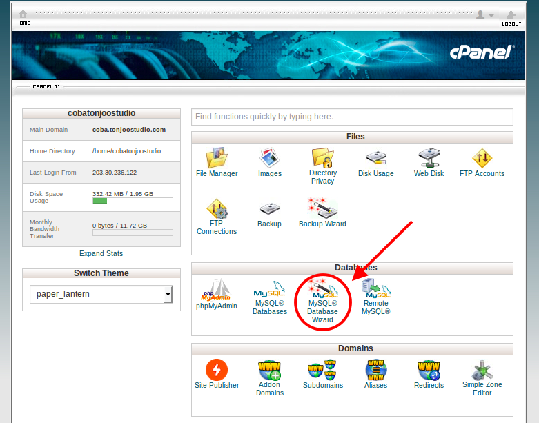 Pilih MySQL Database Wizard