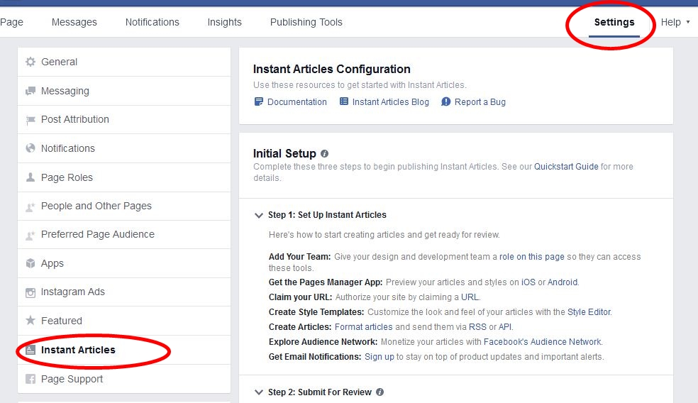 Daftar Instant articles