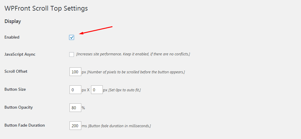 Make the button Scroll Top WordPress